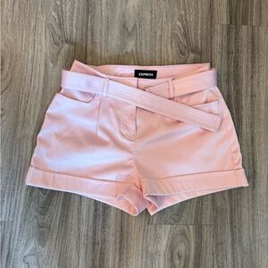 Express vintage pink satin belted micro shorts size 00